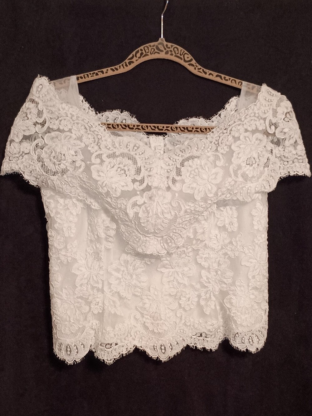 Vintage Watters & Watters Ivory Bridal Lace Cropped Top Size 10